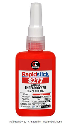 Rapidstick 8277 Threadlocker (Coarse Threads, Red) 50ml Bottle 8277-50