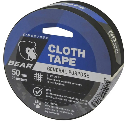 Bear Cloth Tape 50mm X 25m Black 66623336613