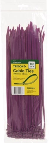 Tridon  PURPLE  Cable Ties 300mm x 4.8mm PK 100 CT305PUCD