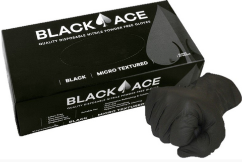 MaxiSafe Black Ace Disposable Nitrile Gloves, Unpowdered S- 2XL GNB205-M