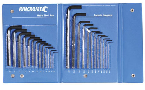 Kincrome Hex Key Wrench Set 25 Piece Imperial & Metric HKW25C