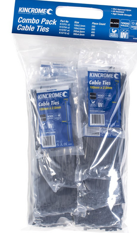 Kinrome Black Cable Tie Combo Pack 1000 Piece K15780