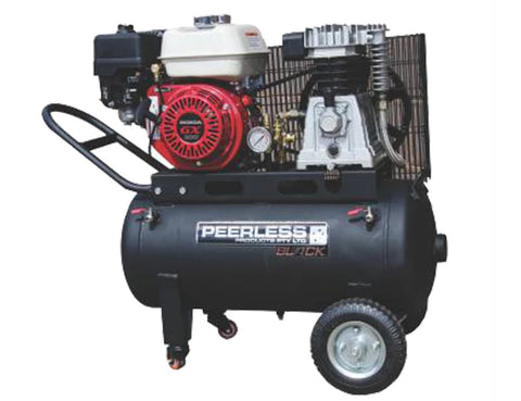 Peerless Black 17000 Petrol Air Compressor Belt Drive, Honda GX200, 320LPM PB17000P