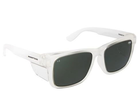 Paramount Safety Glasses Frontside Polarised Smoke Lens With Clear Frame 6512