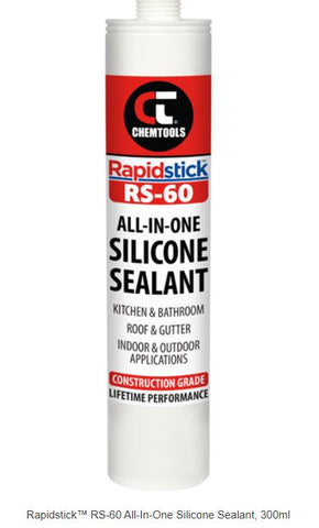 Chemtools Rapidstick RS-60 All-In-One Silicone Sealant 300mls 8-RS60CL-300