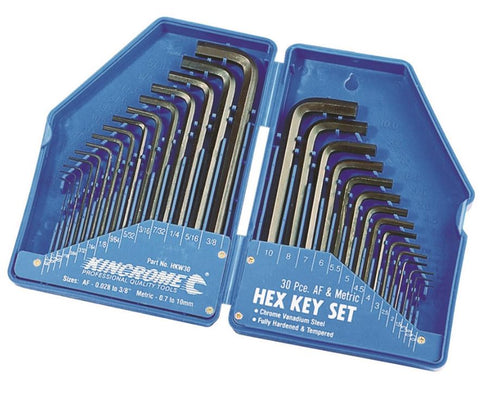 Kincrome Hex Key Wrench Set 30 Piece Imperial & Metric HKW30