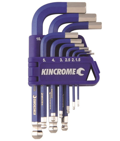 Kincrome Ball Point Hex Key & Wrench Set Short Series 9 Piece K5143