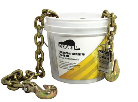 Beaver Grade 70 Transport Load Chain Kit With Grab Hooks on Each End 8mm Chain LC 3800kg