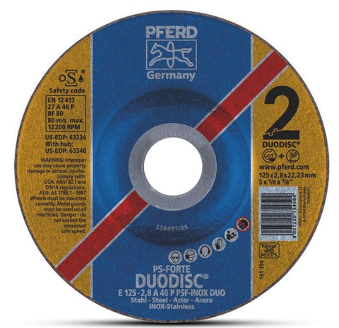 Pferd Duodisc 125mm (5") 2.8mm 2-In-1 Cut-Off & Grind Wheel Inox / Steel 2.8mm 62012620