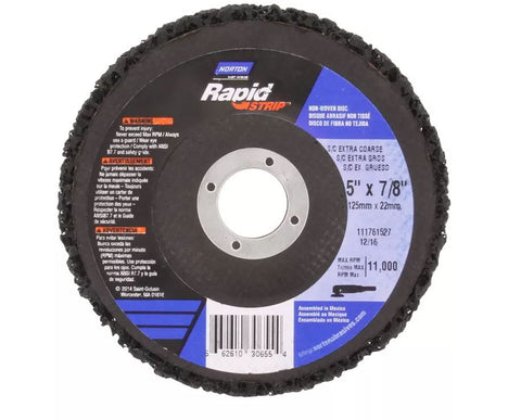 Norton Rapid Strip Non Woven Disc 125x 22mm Black Depressed Centre 66261030655