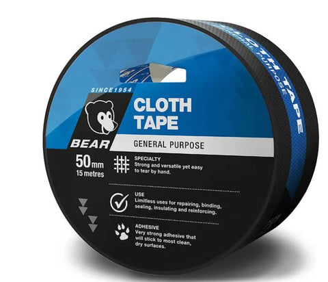 Bear General Purpose Cloth Tape 5 0mm X 15m Black 66623336603