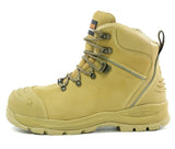 Bison XT Zip Side Lace Up Ankle Safety Boot Wheat Color XTLZWHE-09