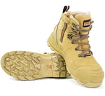 Bison XT Zip Side Lace Up Ankle Safety Boot Wheat Color XTLZWHE