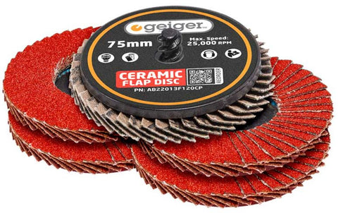 Geiger 75mm Quick-Lock Ceramic Flap Disc 5 Pack 60 Grit AB22013F60CP