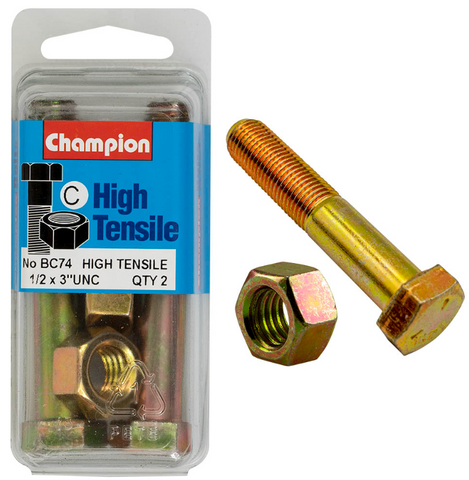 Champion Bolt and Nuts 3” x 1/2 BC74