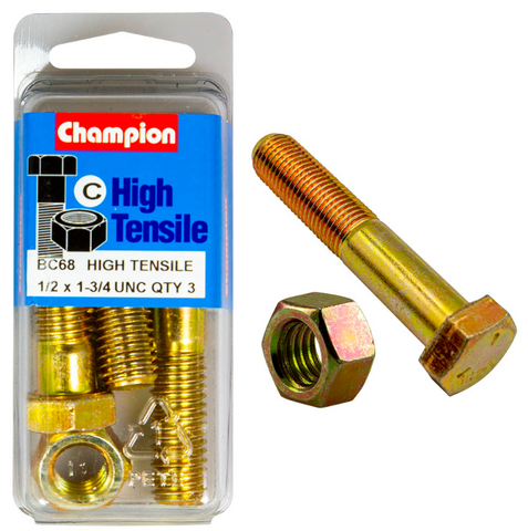 Champion Bolt and Nuts 1-3/4” x 1/2 BC68