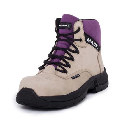 Mack Axel WOMENS Lace Up Safety Boots Fawn and Purple MK000AXELFNF