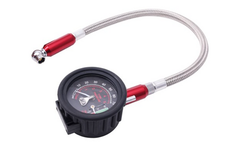 BikeService Tyre Pressure Dial Gauge with Hose BS80086