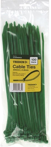 Tridon GREEN Cable Ties 300mm x 4.8mm PK 100 CT305GRCD