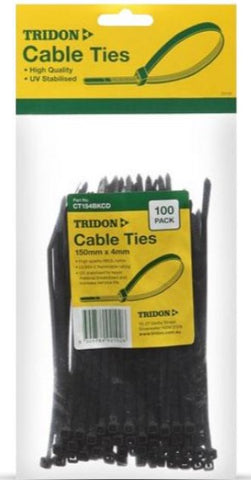 Tridon BLACK Cable Ties 150mm x 4mm PK 100 CT154BKCD