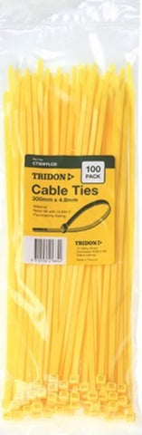 Tridon YELLOW  Cable Ties 300mm x 4.8mm PK 100 CT305YLCD