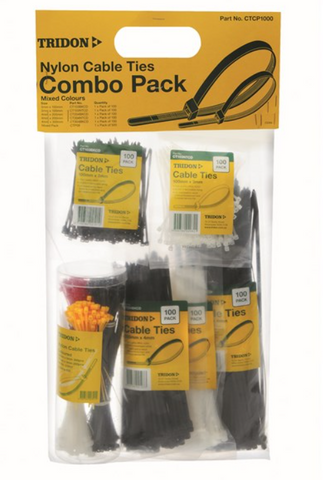 Tridon Cable Tie Combo Pack Assorted Colors and Sizes Cable Ties Qty 1000 CTCP1000