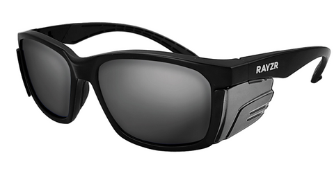 Rayzr Safety Glasses - Matte Black Frame - Smoke Lens Polarised ERZ396
