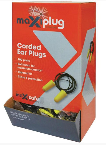Maxisafe Tapered earplug, class 5 corded, box 100 pairs HEC644