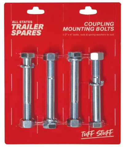 All States Trailer Coupling Mounting Bolt 1/2x4in HT G5 UNF w/Nut x4 R5214