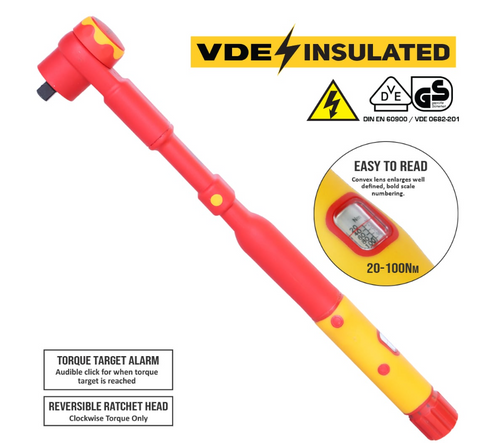 SP Tools Torque Wrench - 3/8" Micrometer - VDE Insulated - 20 to 100Nm SP95252