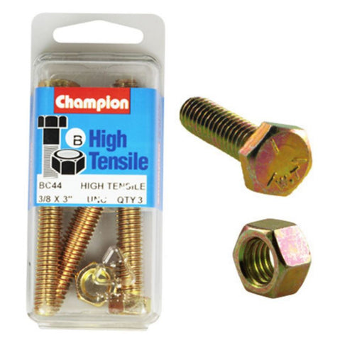 Champion Fully Threaded Set Screws and Nuts 3” x 3/8 BC44