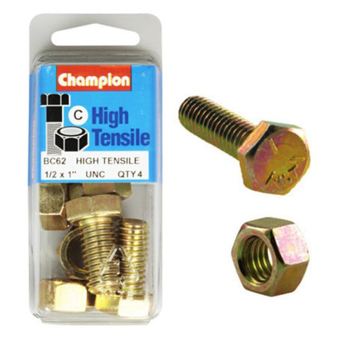 Champion Fully Threaded Set Screws and Nuts 1” x ½ BC62