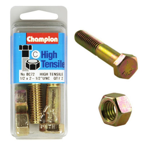 Champion Bolt and Nuts 2-1/2” x 1/2 BC72