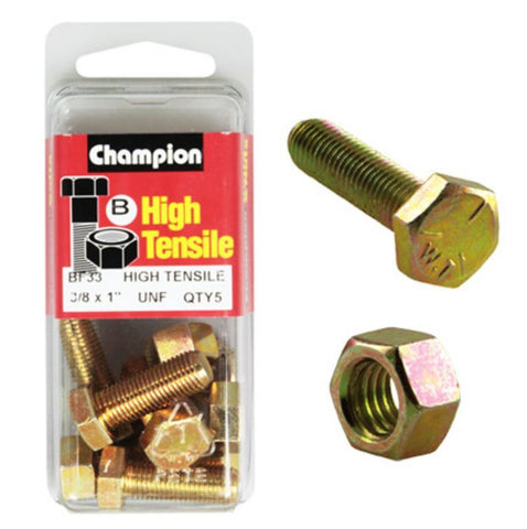 Champion Fully Threaded Set Screws and Nuts 1” x 3/8 BF33