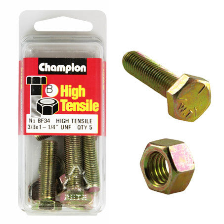 Champion Fully Threaded Set Screws and Nuts 1”-1/4 x 3/8 BF34