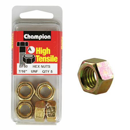 Champion Hexagon Nuts UNF 7/16 “-BF80