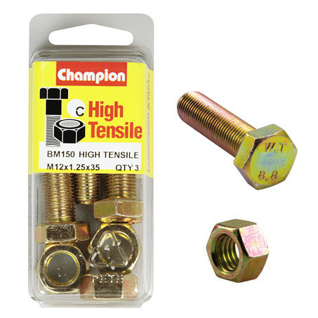 Champion Fully Threaded Set Screws and Nuts 12 x 35 x 1.25 mm- BM150
