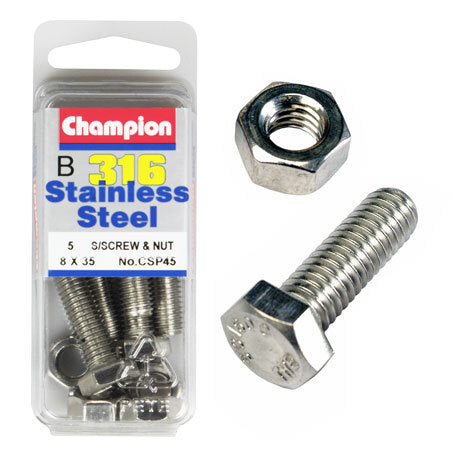 Champion Screws and Nut Set 8mm x 35mm  CSP45