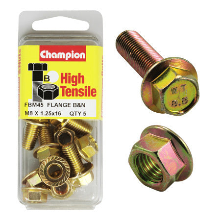 Champion Blister Flange Bolts and Nuts M8 x 16mm-FBM45