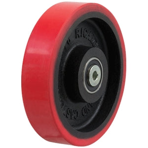 Red Poly 200mm Tyre- Cast Iron Centered Wheel 1" Bore PU876-1