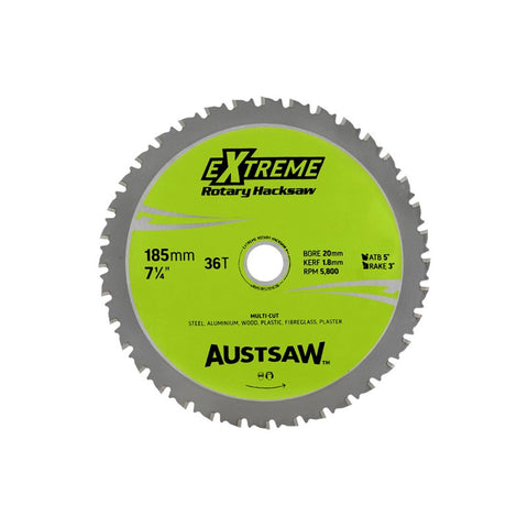 Austsaw 185mm (7in) Rotary Hacksaw Blade 20/16mm Bore 36 Teeth RHS185201636