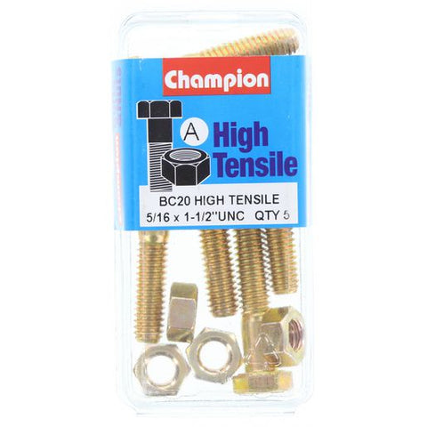 Champion Bolt and Nuts 1-1/2” x 5/16  BC20