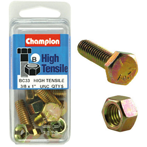 Champion Fully Threaded Set Screws and Nuts 1” x 3/8 BC33