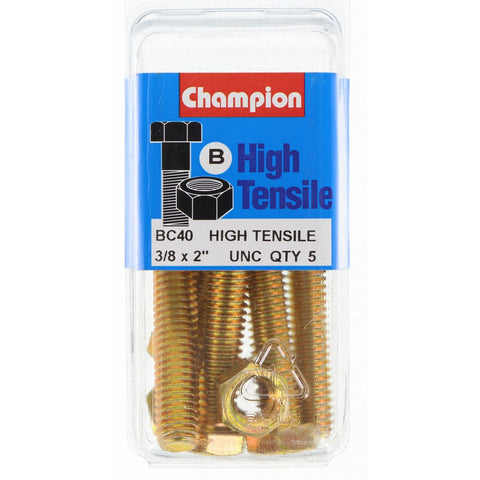 Champion Fully Threaded Set Screws and Nuts 2” x 3/8 BC40