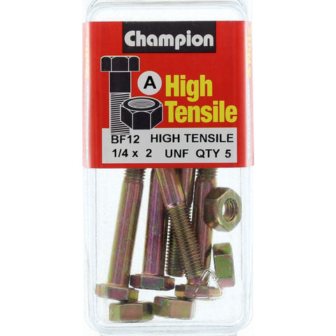 Champion Fully Threaded Set Screws and Nuts 2” x ¼ BF12