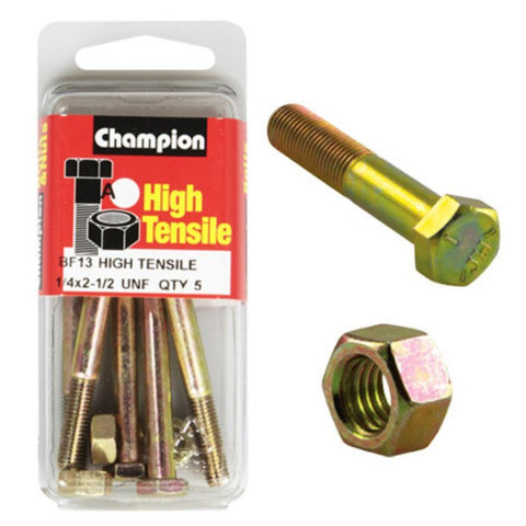 Champion Fully Threaded Set Screws and Nuts 2-1/2 x ¼ BF13