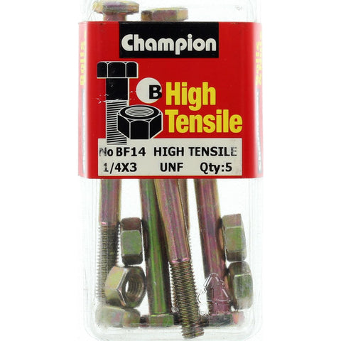 Champion Fully Threaded Set Screws and Nuts 3” x ¼ BF14