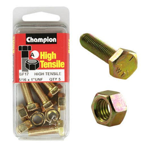 Champion Fully Threaded Set Screws and Nuts 1” x 5/16 BF17