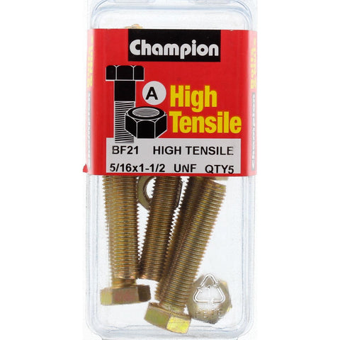 Champion Fully Threaded Set Screws and Nuts 1-1/2 x 5/16 BF21