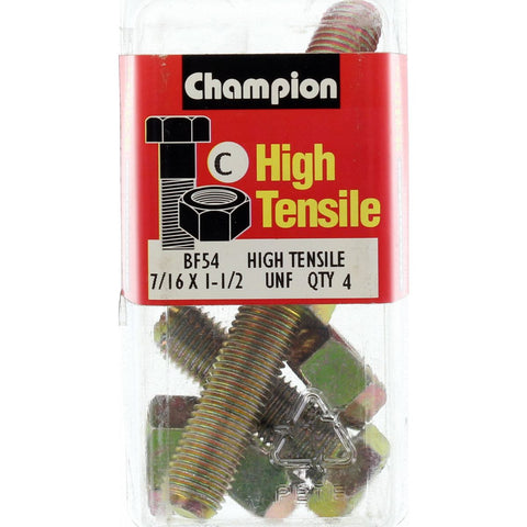 Champion Fully Threaded Set Screws and Nuts 1-1/2” x 7/16 BF54